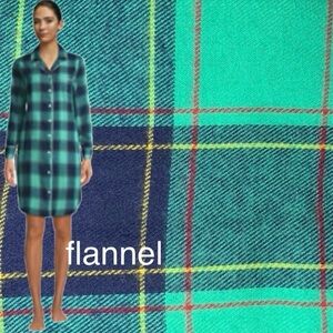 LANDSEND Women's TALL Long Sleeve Flannel Nightshirt with Pockets